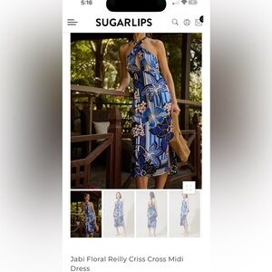 Sugarlips Jabi Floral Crisscross Midi Dress NWT